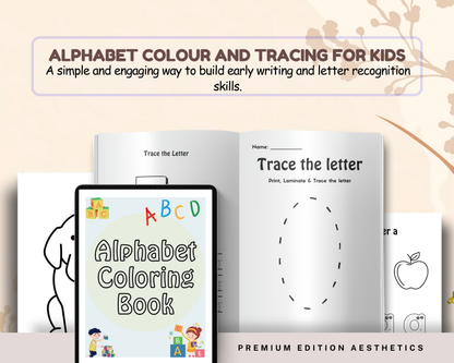 Alphabet Coloring & Tracing Worksheets for Kids | Printable ABC Learning & Handwriting Practice