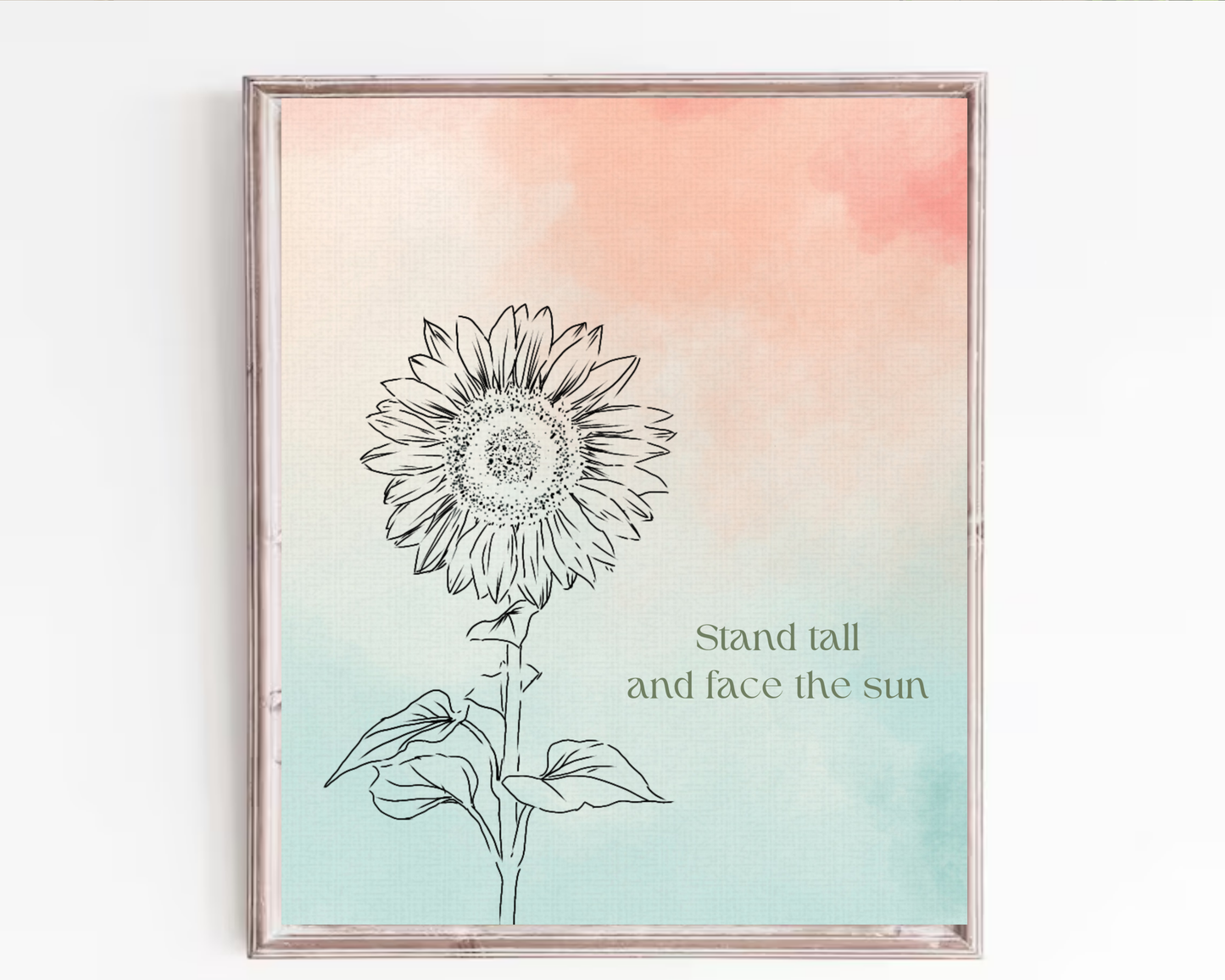 Motivational Sunflower Wall Decor Art | Inspirational Quote Wall Art, Floral Positivity Poster, Printable Sunflower Home Decor