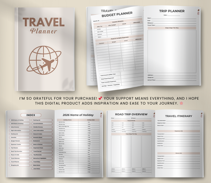 Digital Travel Planner | Editable Trip Organizer & Itinerary Planner