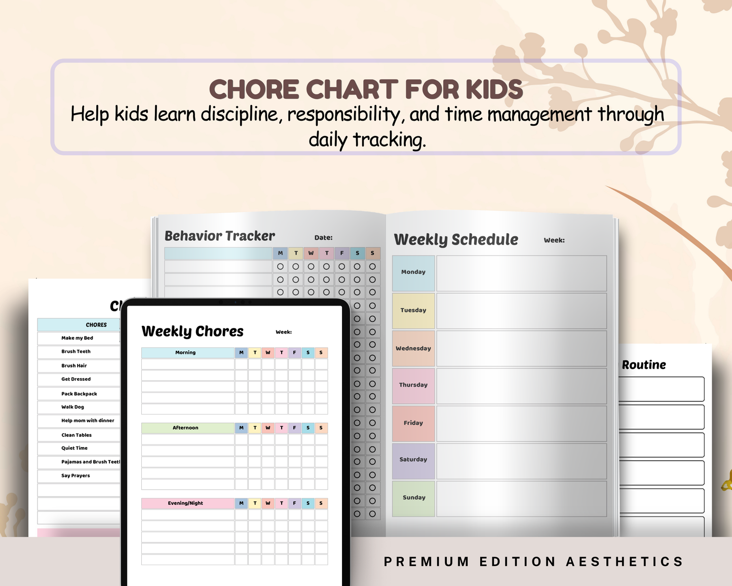 Chore Chart for Kids | Printable Daily & Weekly Responsibility Chart for Routine & Good Habits