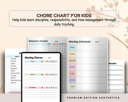 Chore Chart for Kids | Printable Daily & Weekly Responsibility Chart for Routine & Good Habits