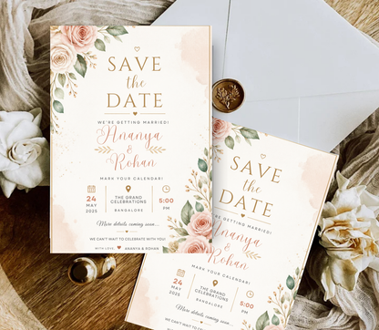 Save the Date Invitation Template | Editable Canva Wedding Save the Date Card Printable & Digital