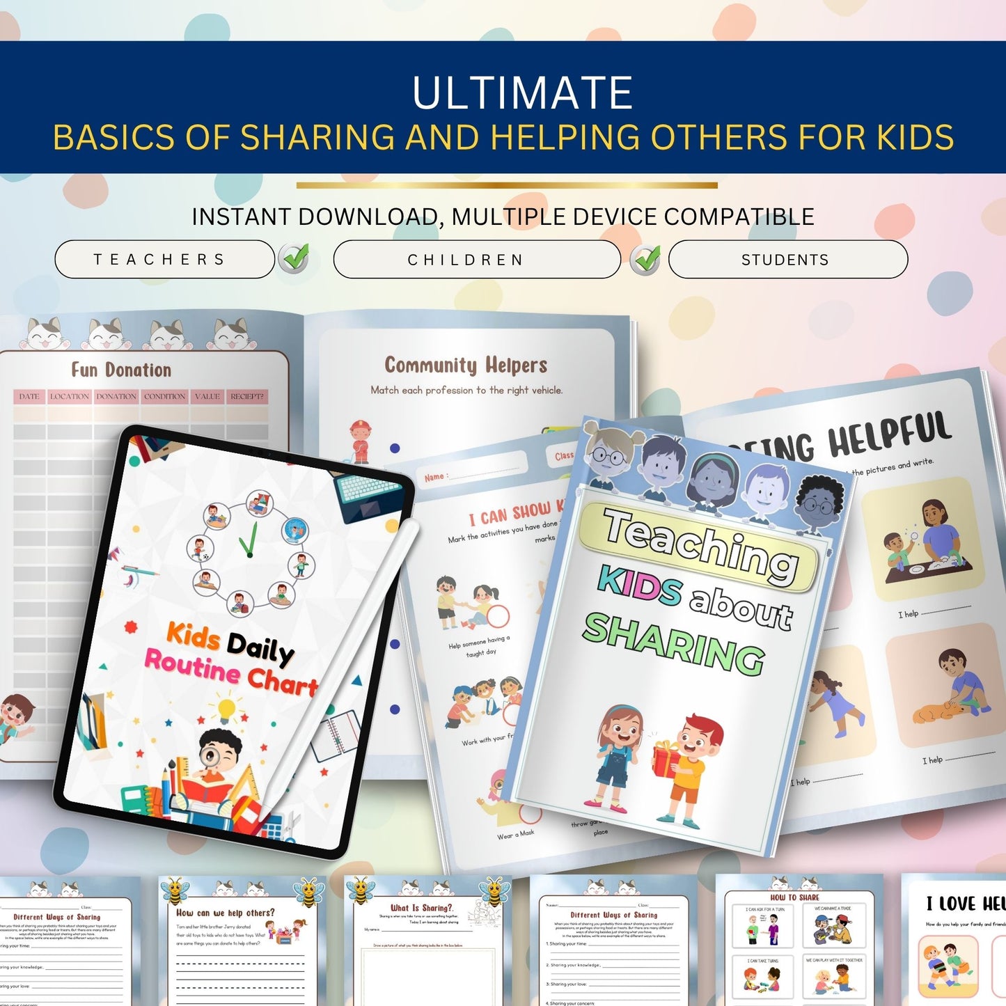 Basics of Sharing & Helping Others for Kids | Kindness Learning Printable Workbook