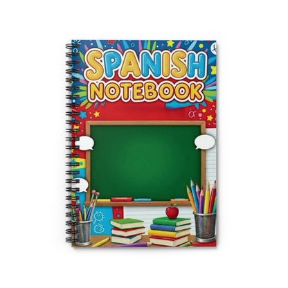 Spanish Notebook Spiral Ruled Journal — Colorful Classroom Chalkboard Design for Students & Teachers