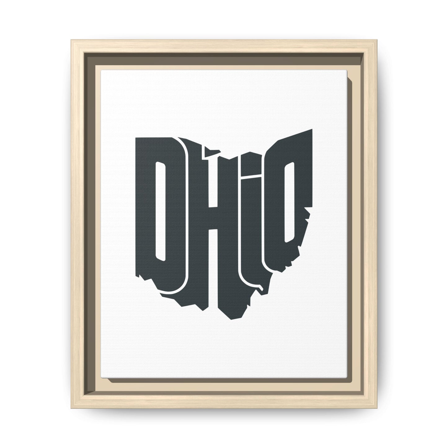 Ohio State Shape Matte Canvas Wall Art — Framed Modern State Typography Print
