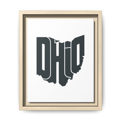 Ohio State Shape Matte Canvas Wall Art — Framed Modern State Typography Print
