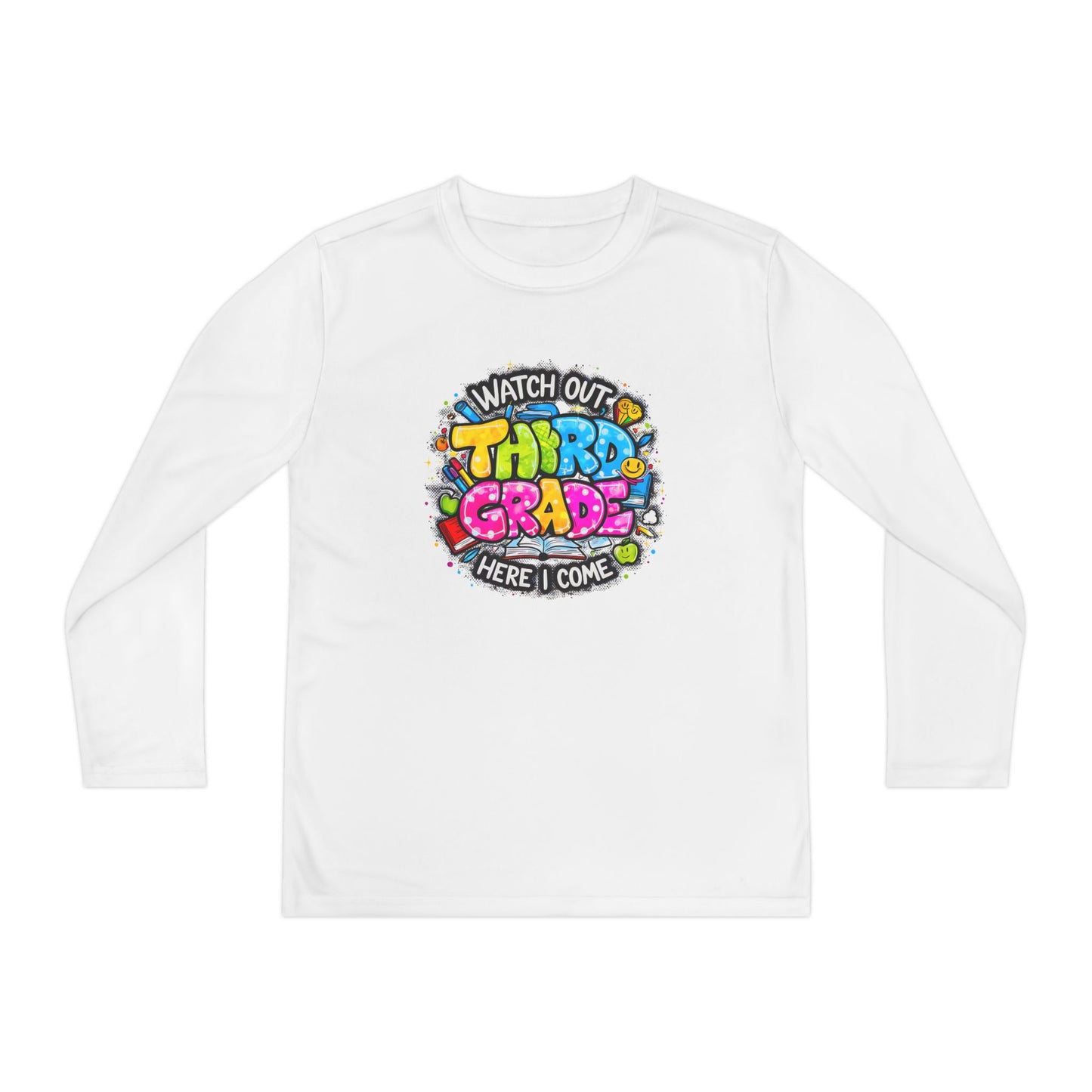 Youth Long Sleeve Tee — "Watch Out Third Grade Here I Come" Back-to-School Shirt