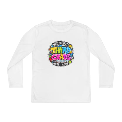 Youth Long Sleeve Tee — "Watch Out Third Grade Here I Come" Back-to-School Shirt
