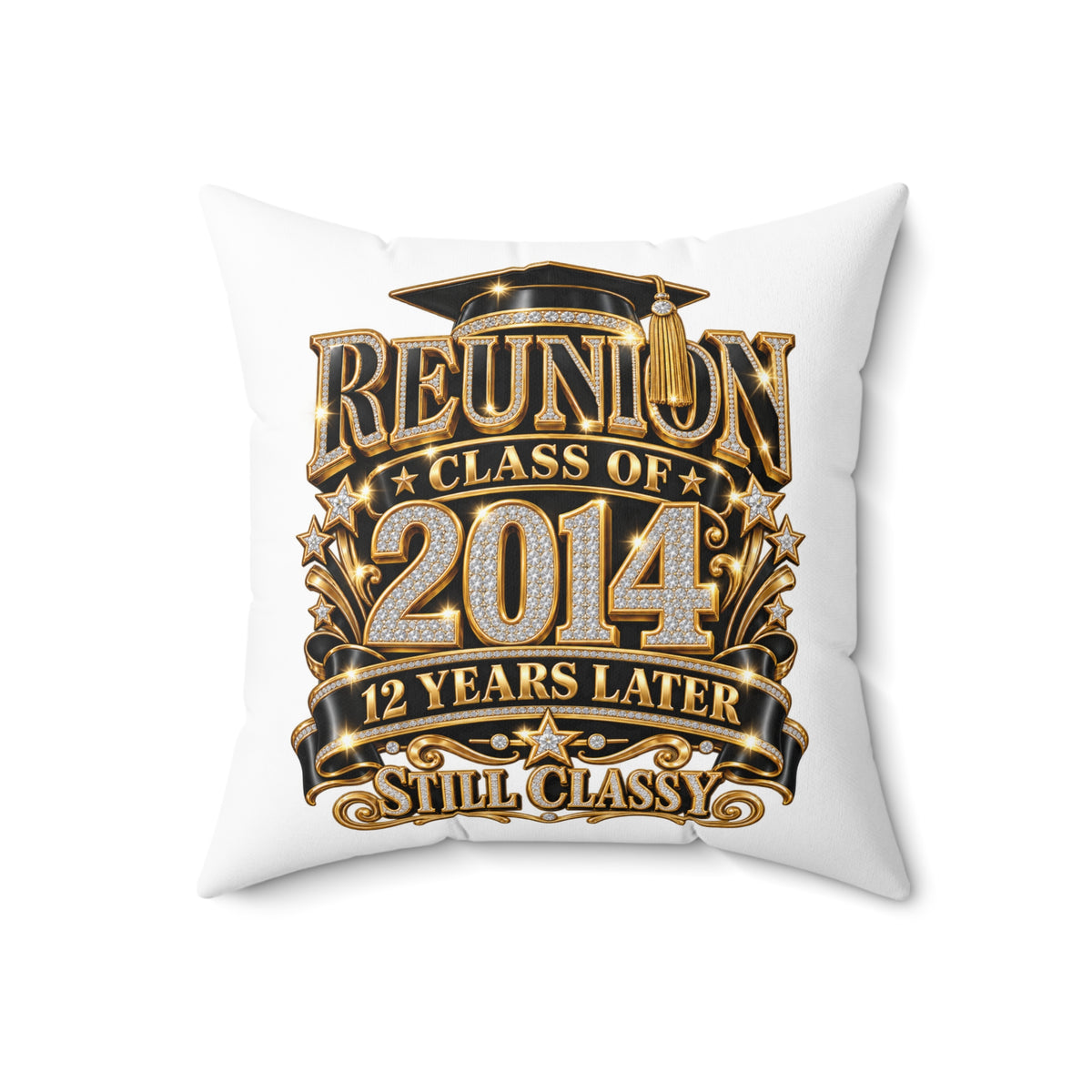 2014 Class Reunion Pillow — "Still Classy" 12 Year Reunion Decorative Throw Pillow