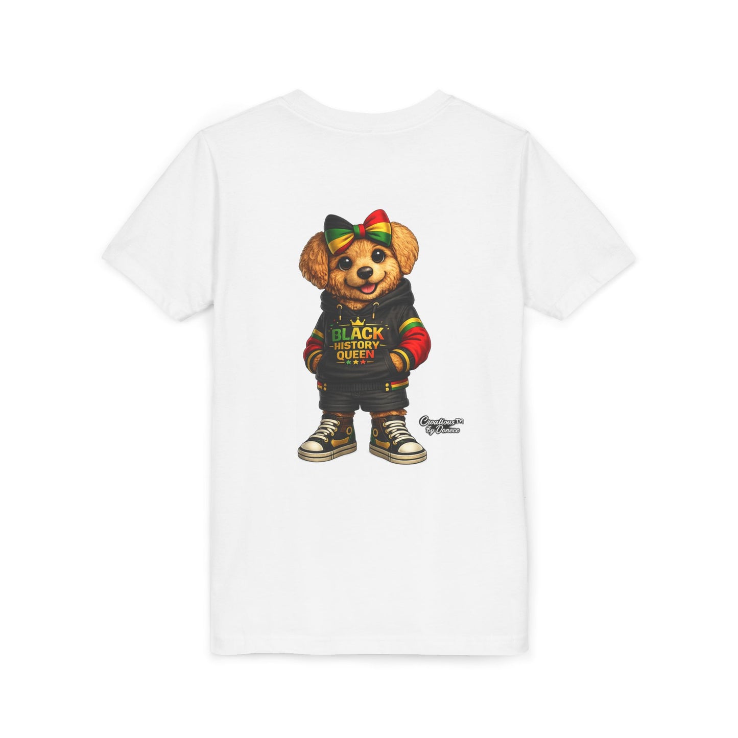 Youth Tee — Black History Queen Bear Graphic T-Shirt
