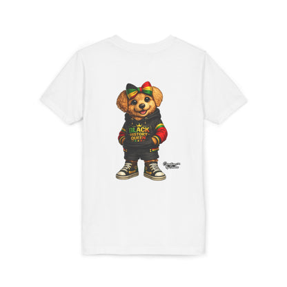 Youth Tee — Black History Queen Bear Graphic T-Shirt