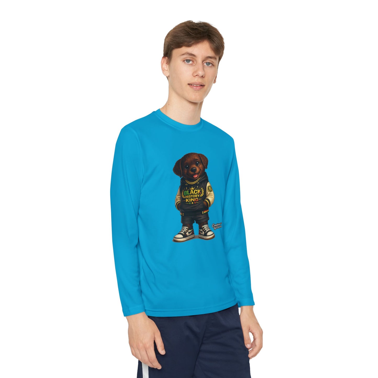 Youth Long Sleeve Tee — 'Lil Black Lab' Cute Puppy Graphic Shirt