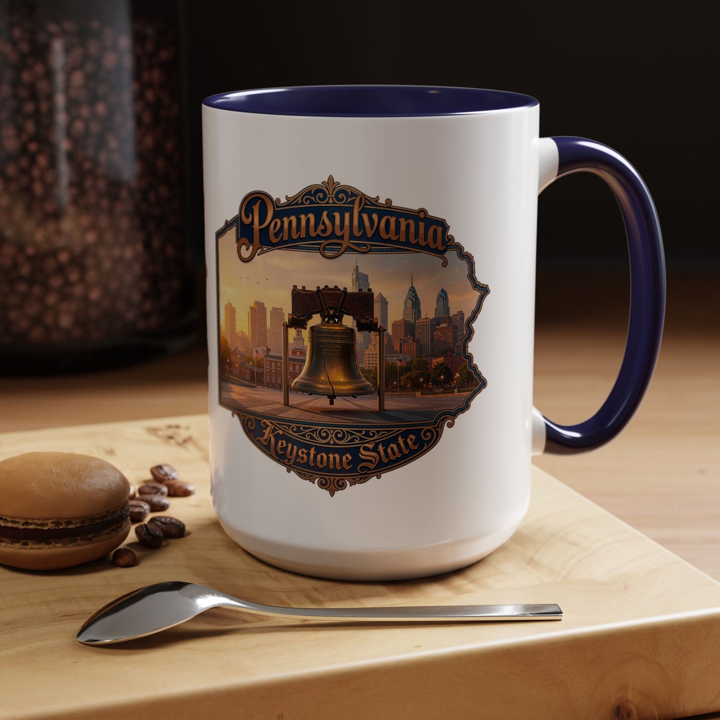 Pennsylvania Keystone State Coffee Mug — Liberty Bell & Philadelphia Skyline Accent Mug (11/15oz)
