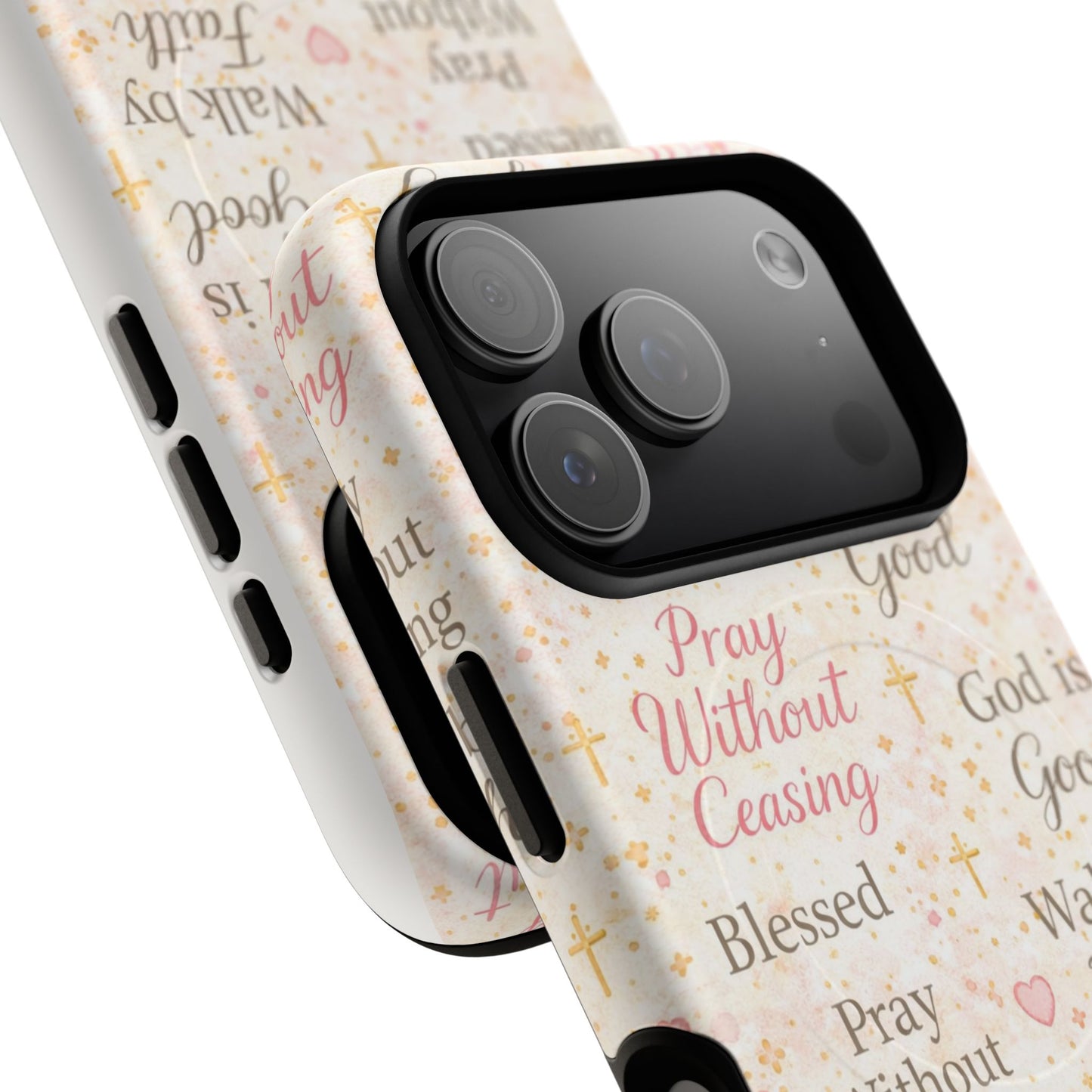 Christian Faith Magnetic Phone Case — "Pray Without Ceasing" Patterned Tough Case