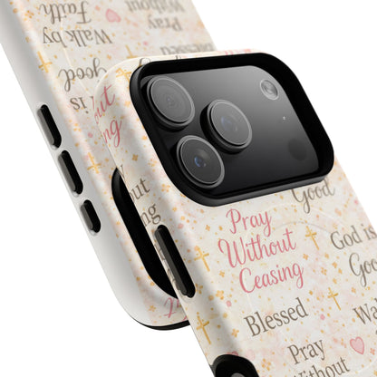 Christian Faith Magnetic Phone Case — "Pray Without Ceasing" Patterned Tough Case