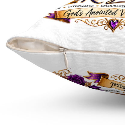 First Lady Faith Pillow — Inspirational Christian Decorative Throw Pillow (Purple Crown, 'Purpose and Passion')