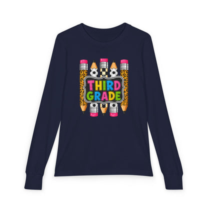 Third Grade Pencil Graphic Long Sleeve Tee