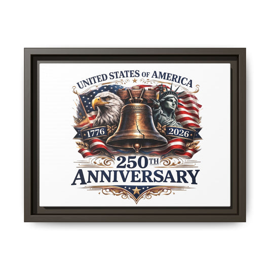 250th Anniversary Framed Canvas - United States of America Patriotic Liberty Bell Print
