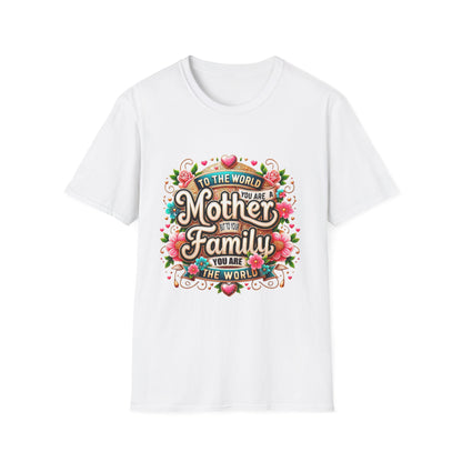 Mother You Are My World Floral T‑Shirt — Gift for Mom, Family Love Tee