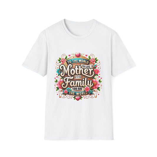 Mother You Are My World Floral T‑Shirt — Gift for Mom, Family Love Tee