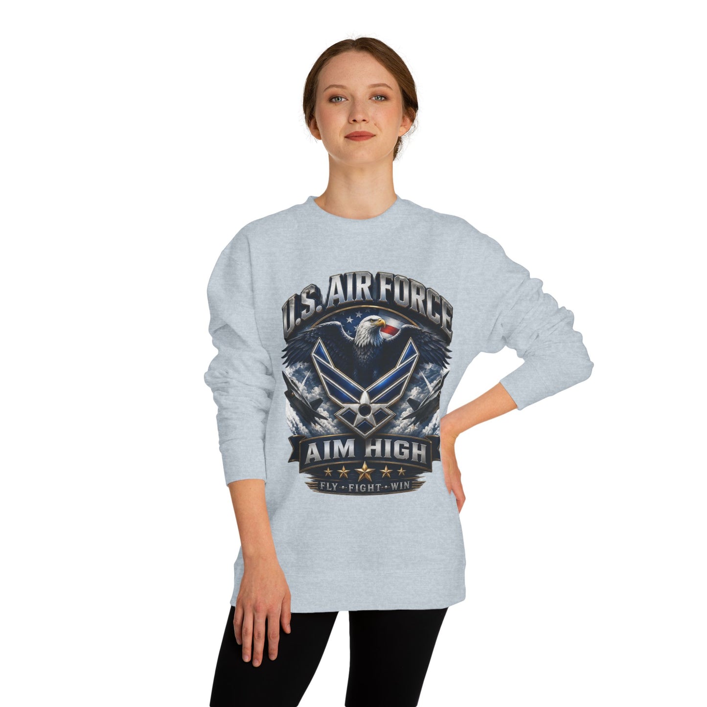 Air Force Crewneck Sweatshirt — "U.S. Air Force Aim High" Military Logo Pullover
