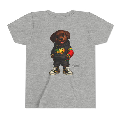 Youth Tee — Cute Puppy 'Black History' Graphic Shirt