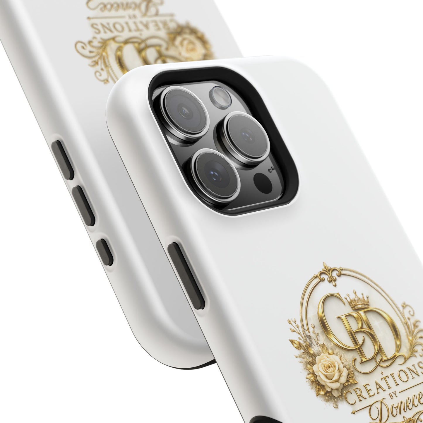 Magnetic Impact-Resistant Phone Case — Gold Floral Crest Logo
