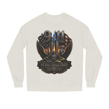 9/11 We Will Never Forget Crewneck Sweatshirt – Memorial Tribute