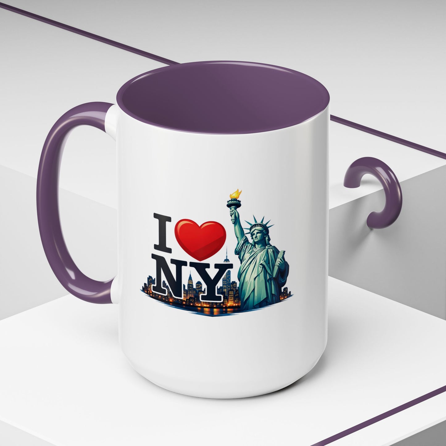 I  NY Statue of Liberty Accent Coffee Mug – New York City Souvenir (11/15 oz)