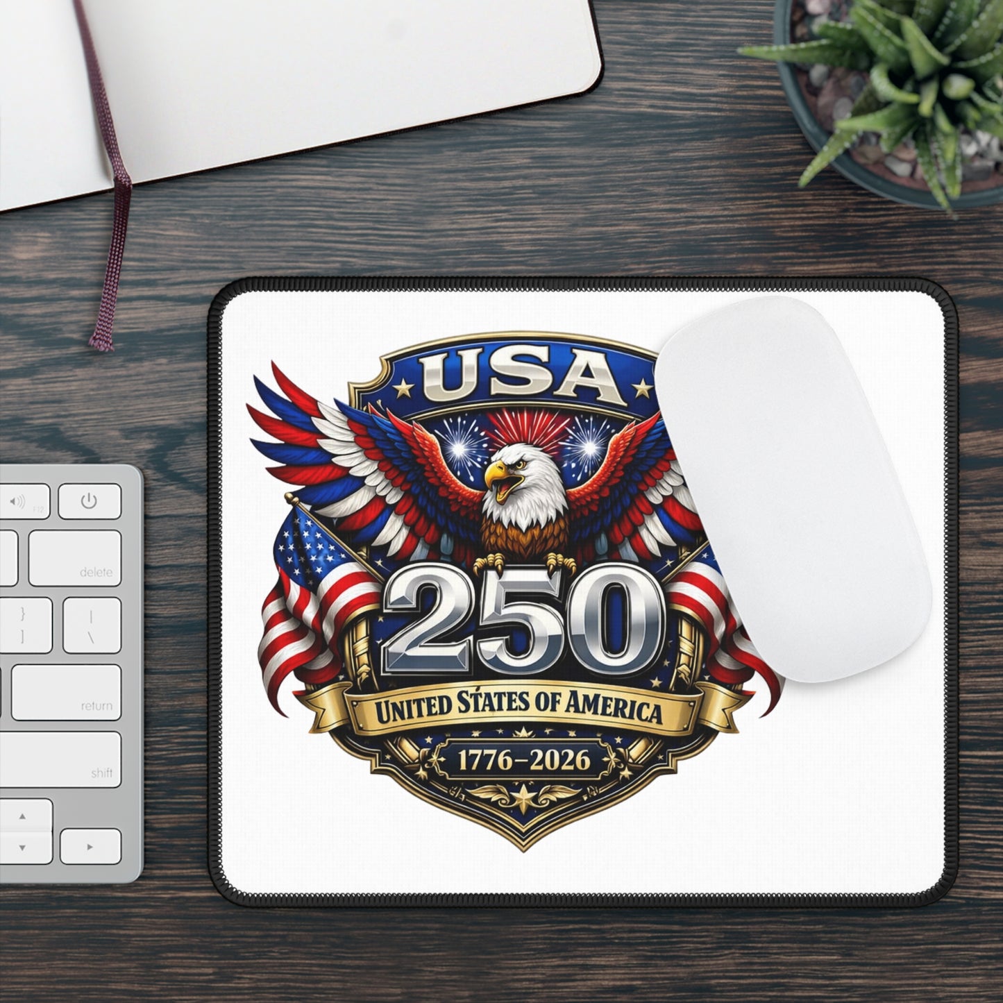 USA 250th Anniversary Gaming Mouse Pad — Patriotic Eagle 1776–2026 Desk Mat