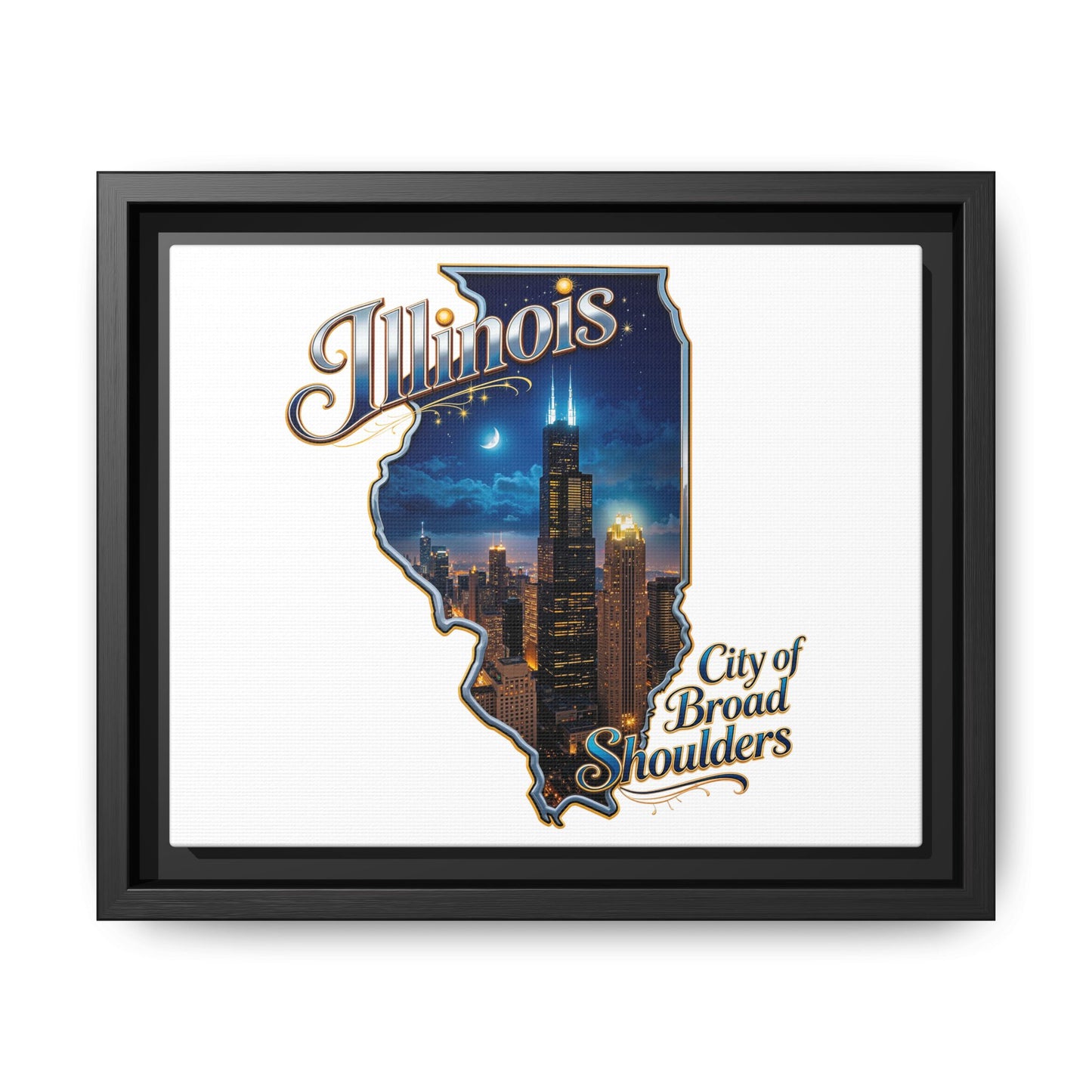 Illinois City of Broad Shoulders Matte Canvas Framed Wall Art