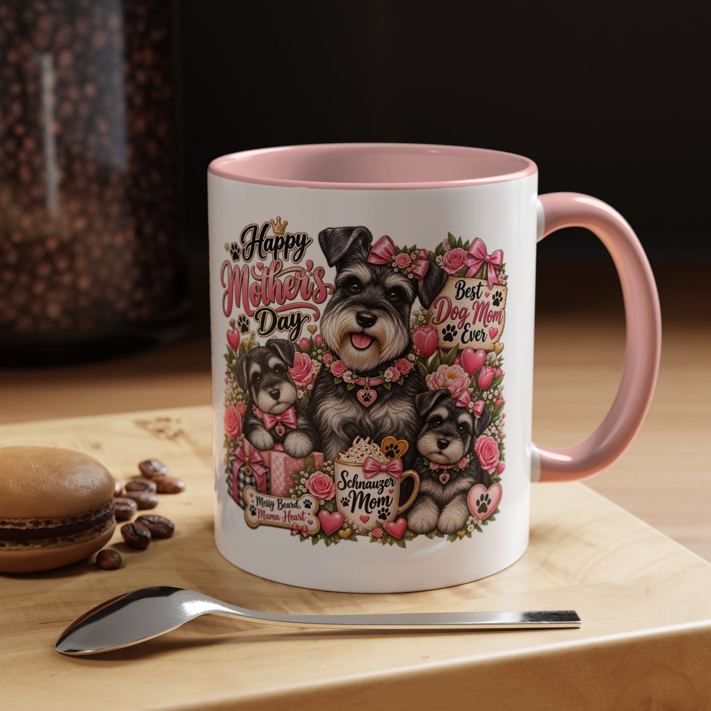 Mother's Day Schnauzer Coffee Mug — "Best Dog Mom Ever" Accent Mug (11/15oz)