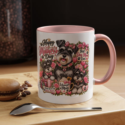Mother's Day Schnauzer Coffee Mug — "Best Dog Mom Ever" Accent Mug (11/15oz)
