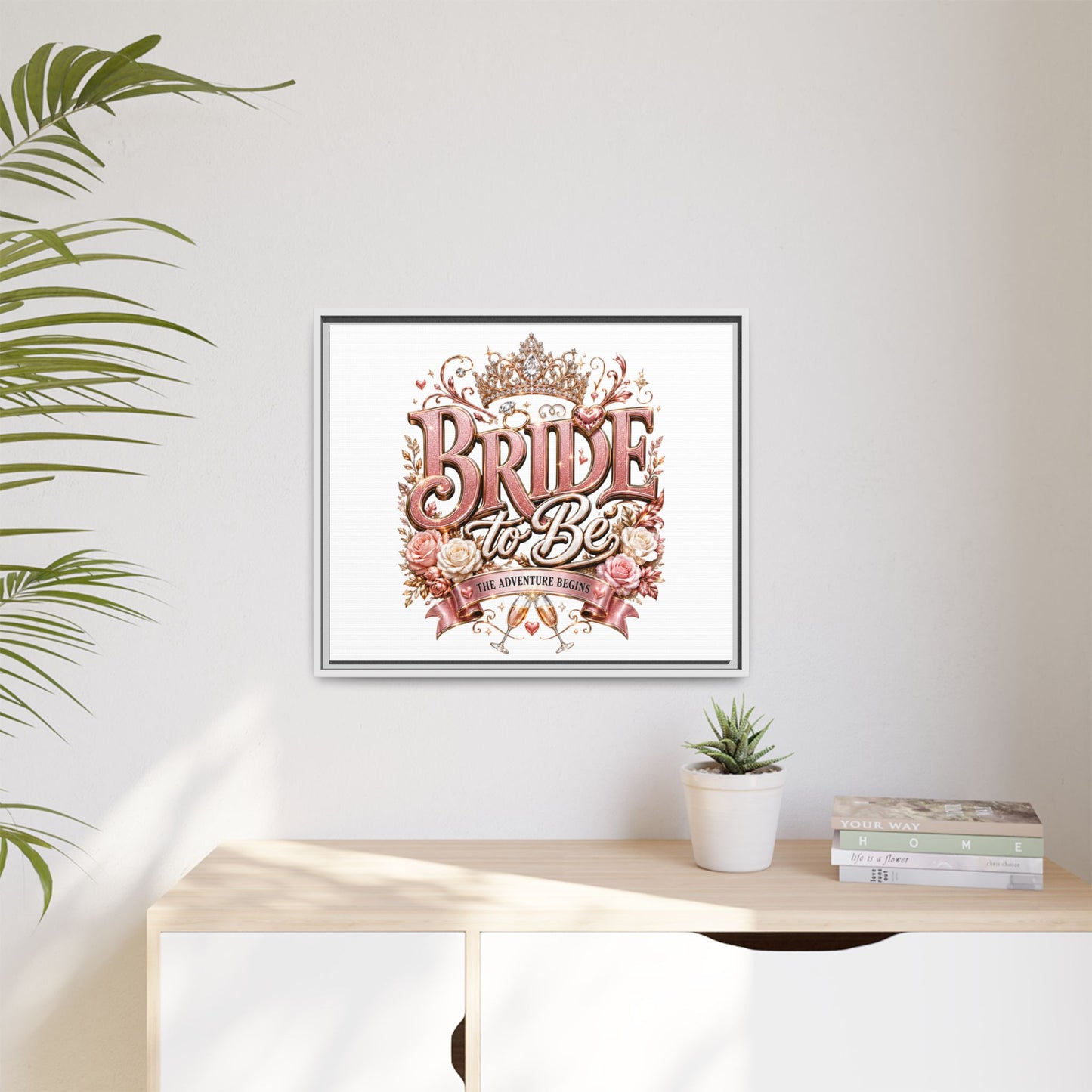 Bride to Be Framed Canvas - 'The Adventure Begins' Bridal Wall Art
