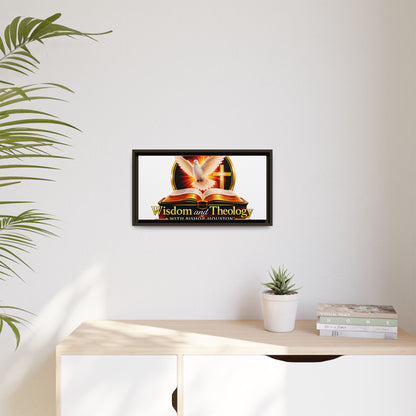 Framed Canvas Print — "Wisdom and Theology" Dove & Bible Wall Art