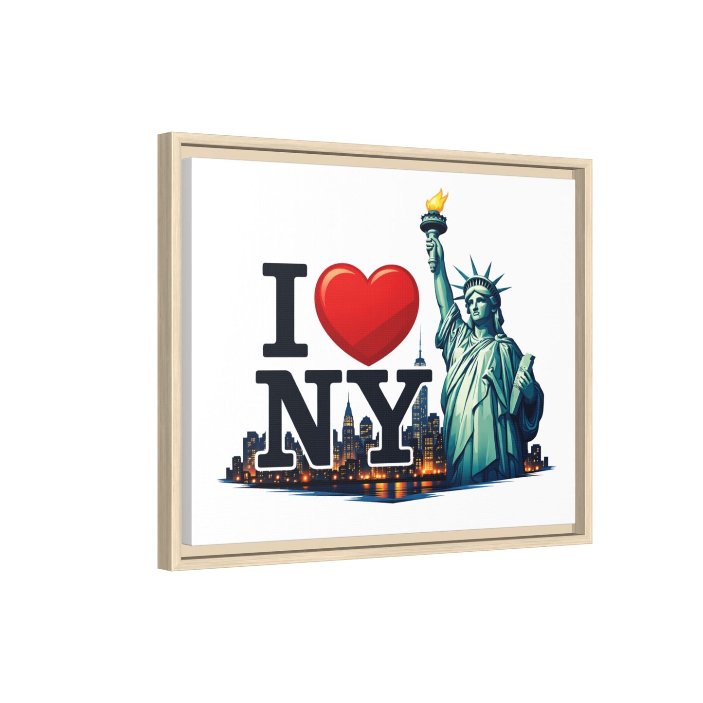 I Love NY Statue of Liberty Matte Framed Canvas