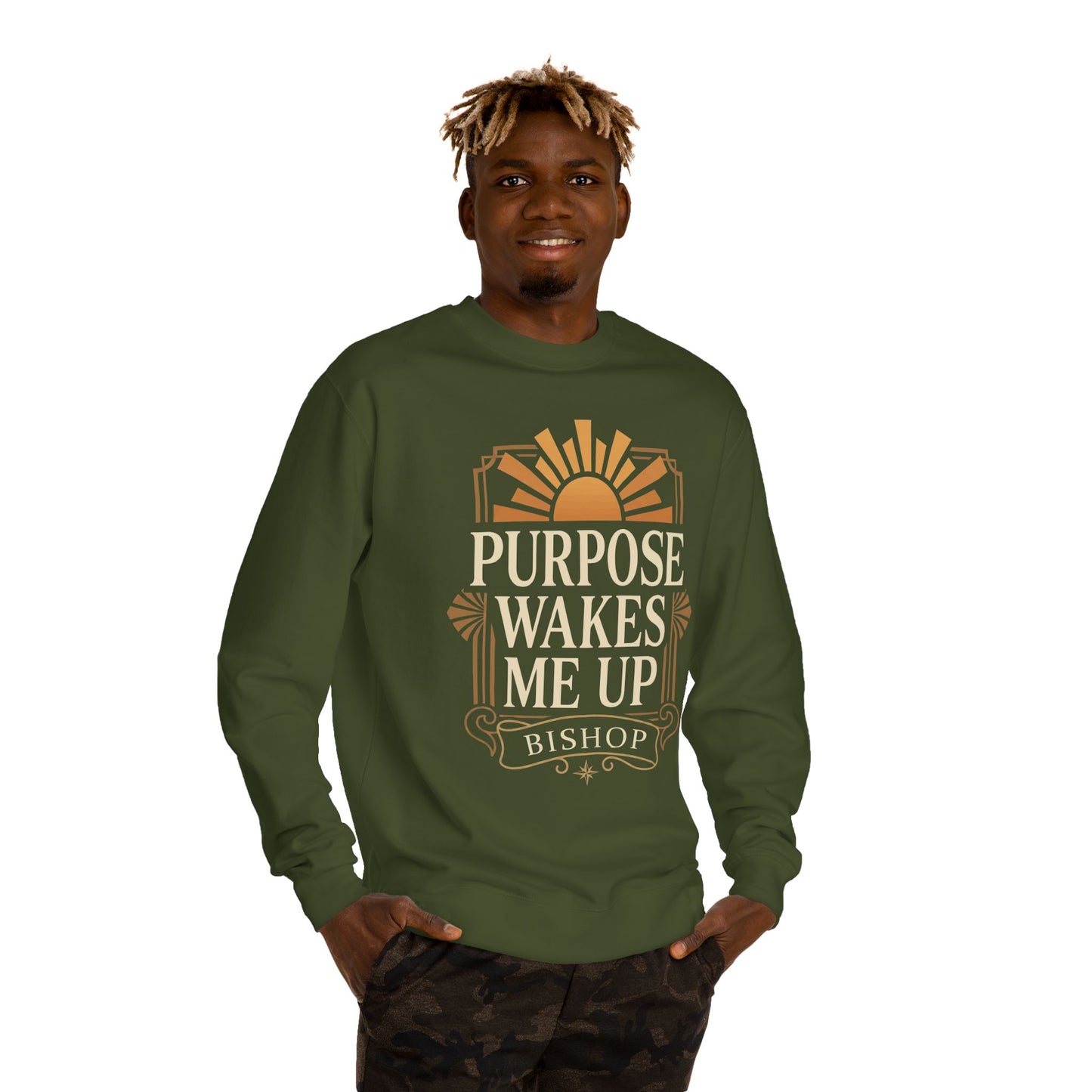 Purpose Wakes Me Up Sweatshirt — Inspirational Graphic Crewneck