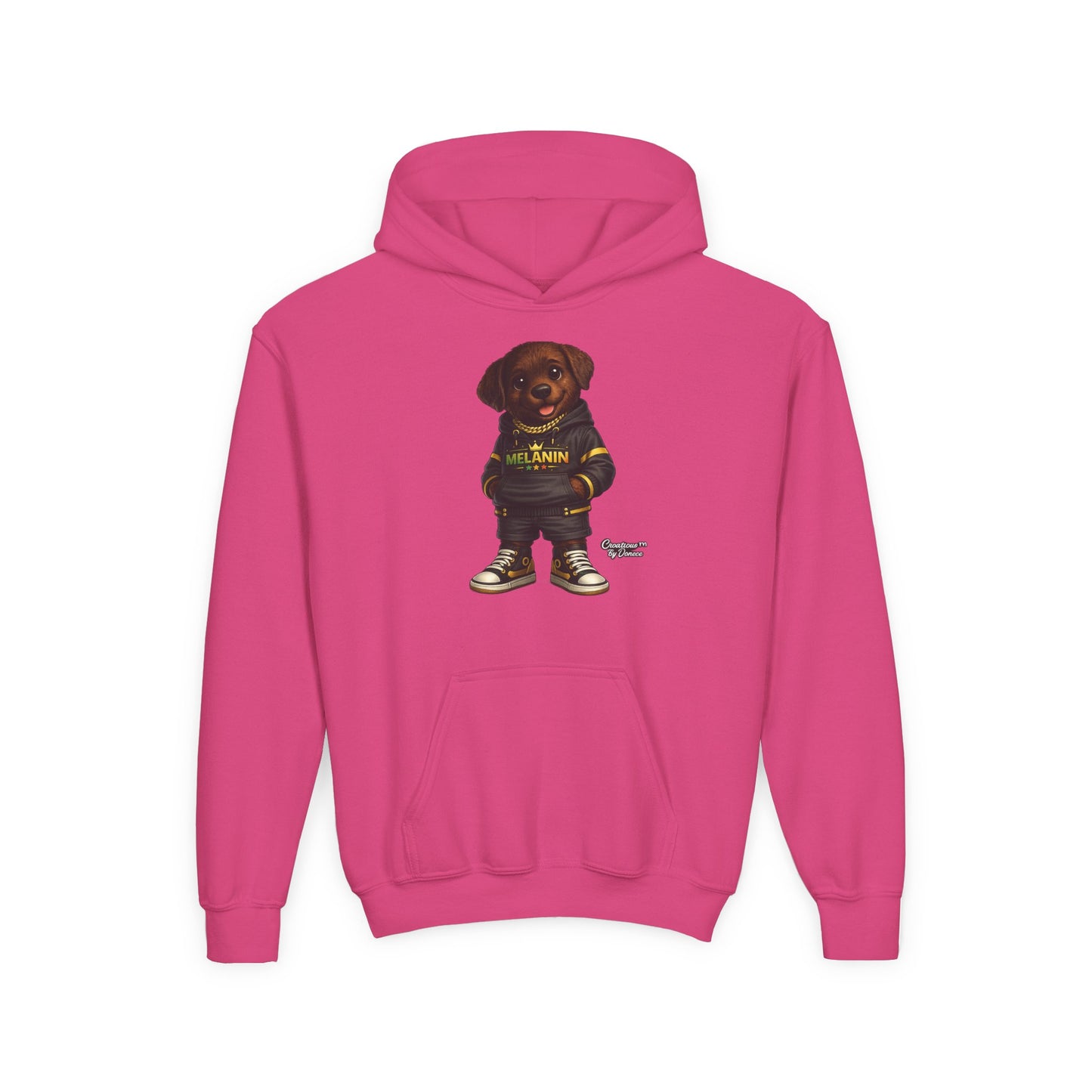Youth Melanin Pup Hoodie – Cute Rottweiler Cartoon Sweatshirt