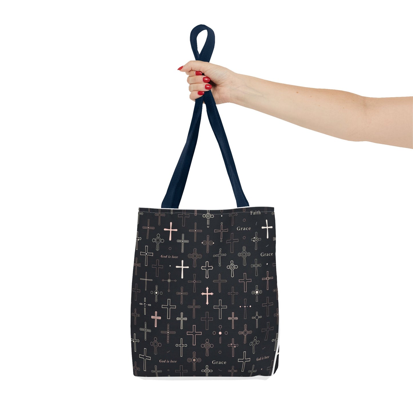 Cross Pattern Tote Bag — Faith & Grace Religious All-Over Print Tote