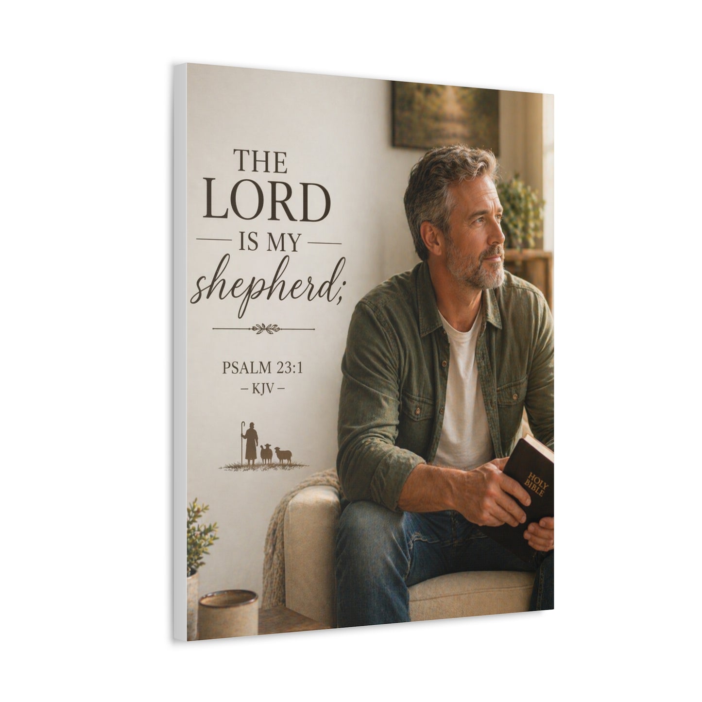 Stretched Canvas - "The Lord Is My Shepherd" Psalm 23:1 Christian Wall Art