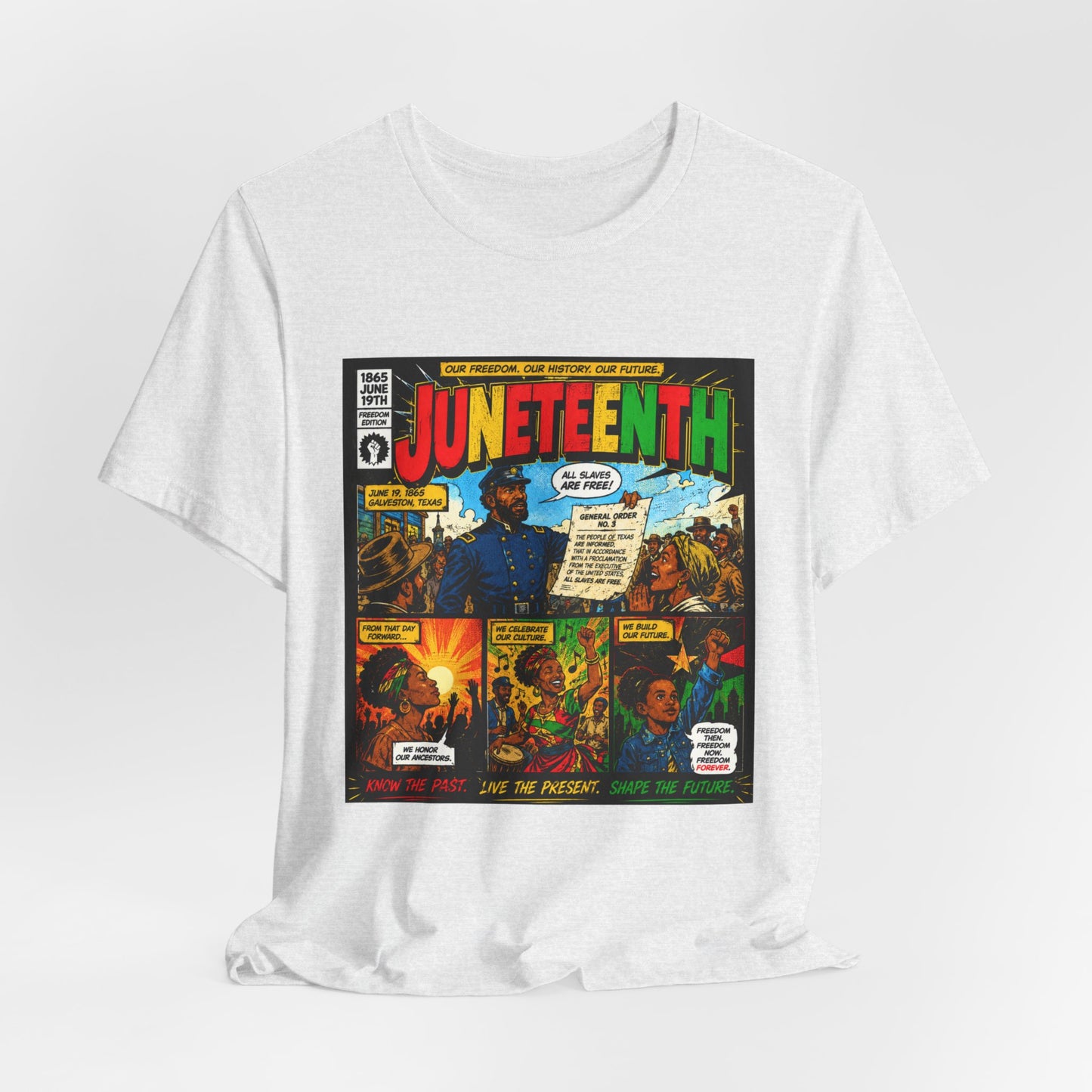 Juneteenth Comic-Style T-Shirt — Retro Celebration Tee