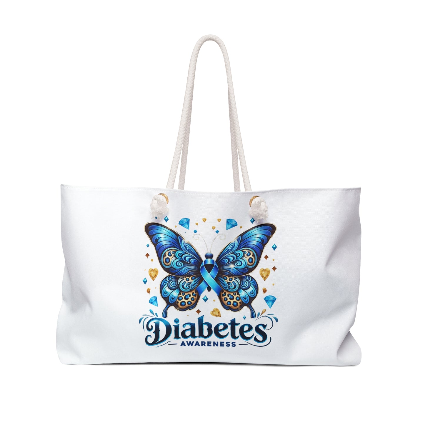 Diabetes Awareness Weekender Bag – Blue Butterfly Support Travel Tote