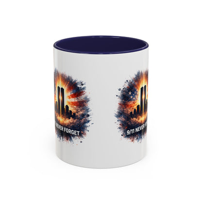 9/11 Never Forget Coffee Mug - Memorial Tribute Accent Mug (11/15oz)