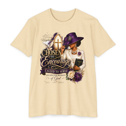 Chosen to Encourage Christian T-Shirt — 'Called to Serve' Purple Church Hat Design