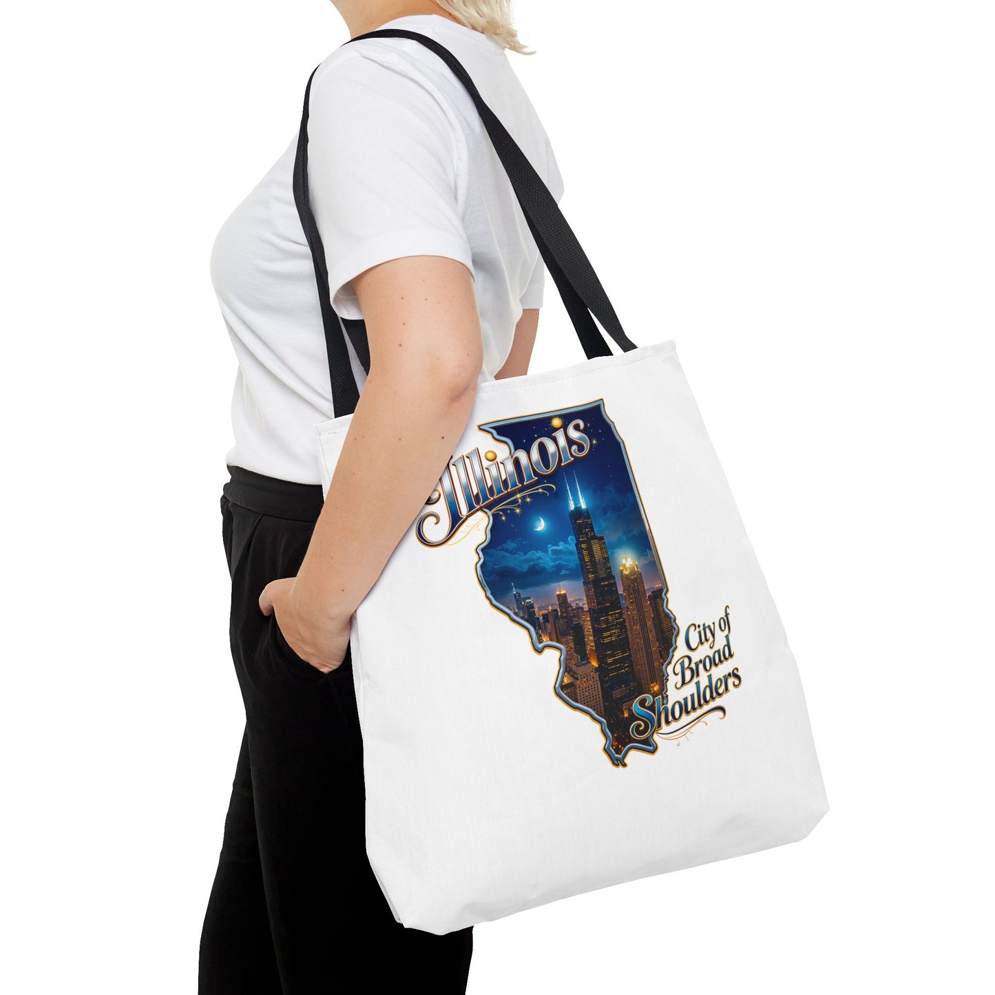 Illinois Skyline Tote Bag — "City of Broad Shoulders" Chicago Night Design