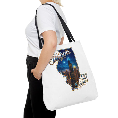 Illinois Skyline Tote Bag — "City of Broad Shoulders" Chicago Night Design