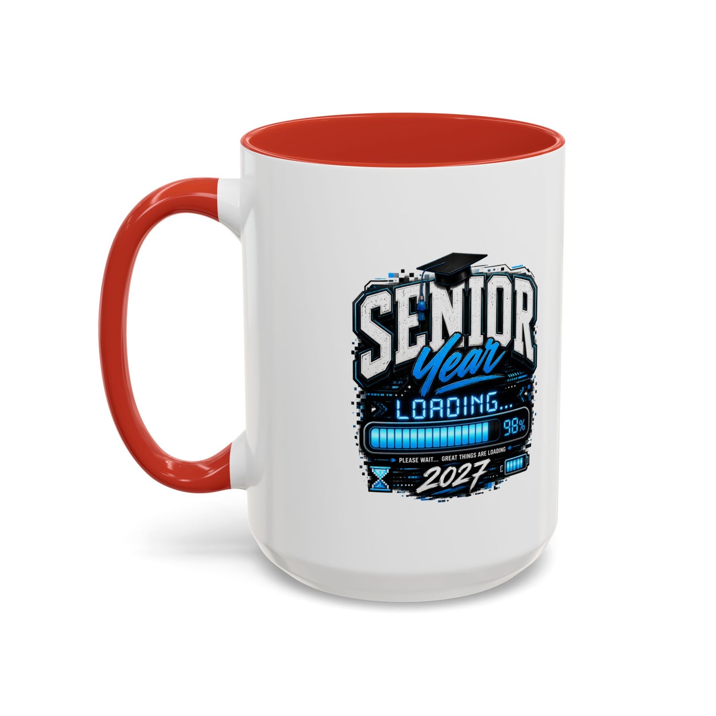 Senior Year Loading 2027 Accent Coffee Mug — Graduation Gift Cup (11/15oz)