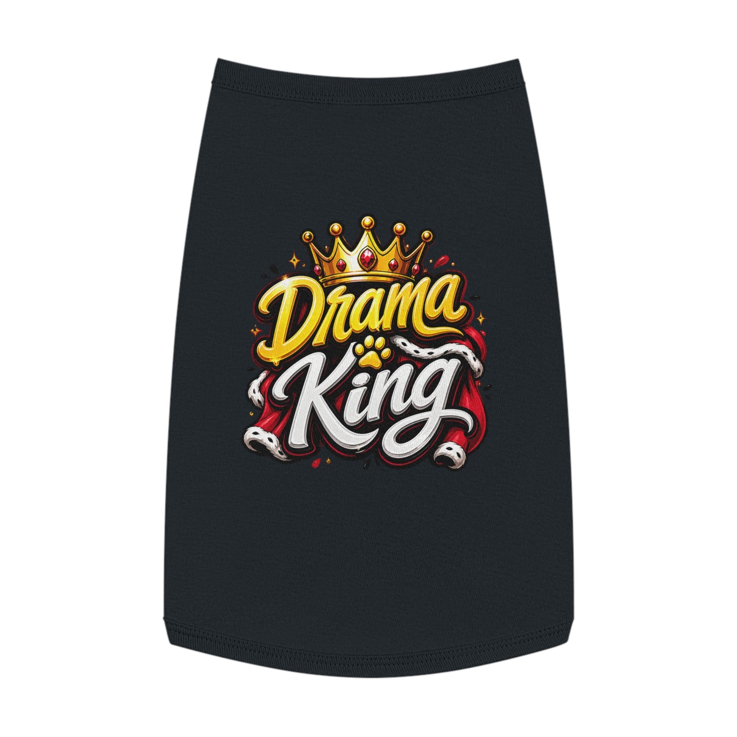 Drama King Pet Tank Top – Crown Graphic Dog Shirt