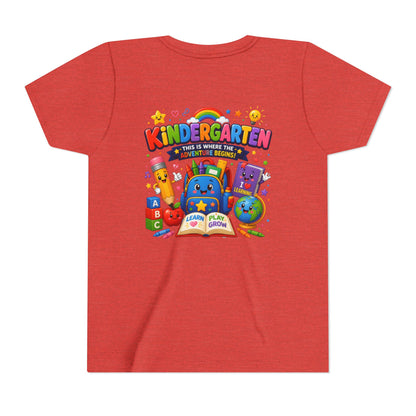 Kindergarten Kids T‑Shirt — 'Kindergarten: This Is Where the Fun Begins' Colorful Back-to-School Tee