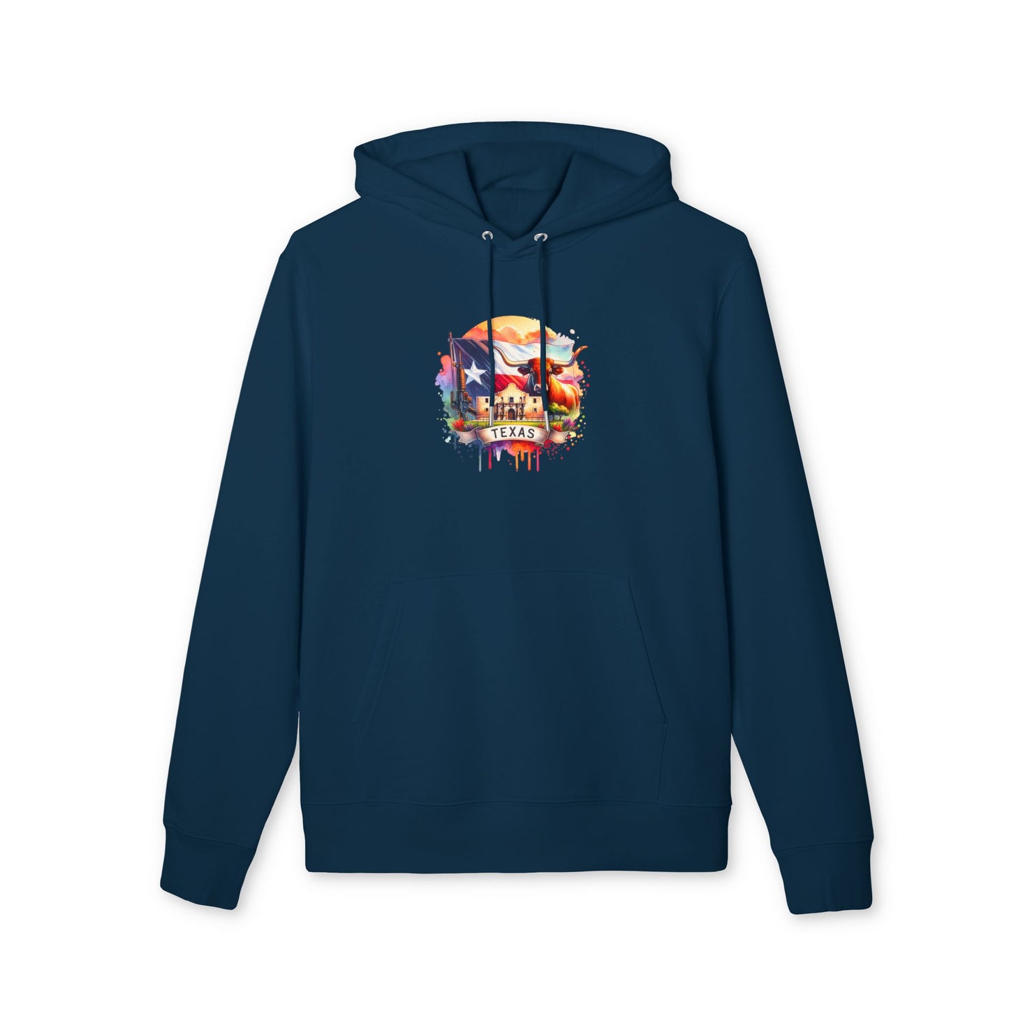 Texas Flag Skull Hoodie — Watercolor Lone Star Texas Pride Pullover